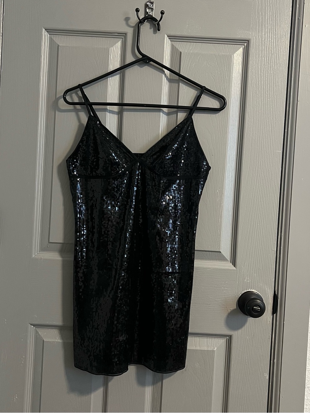 Victoria's Secret Black Sequin Cami Slip The Lacie Shiny Sparkle Minimal Noir - Picture 6 of 7
